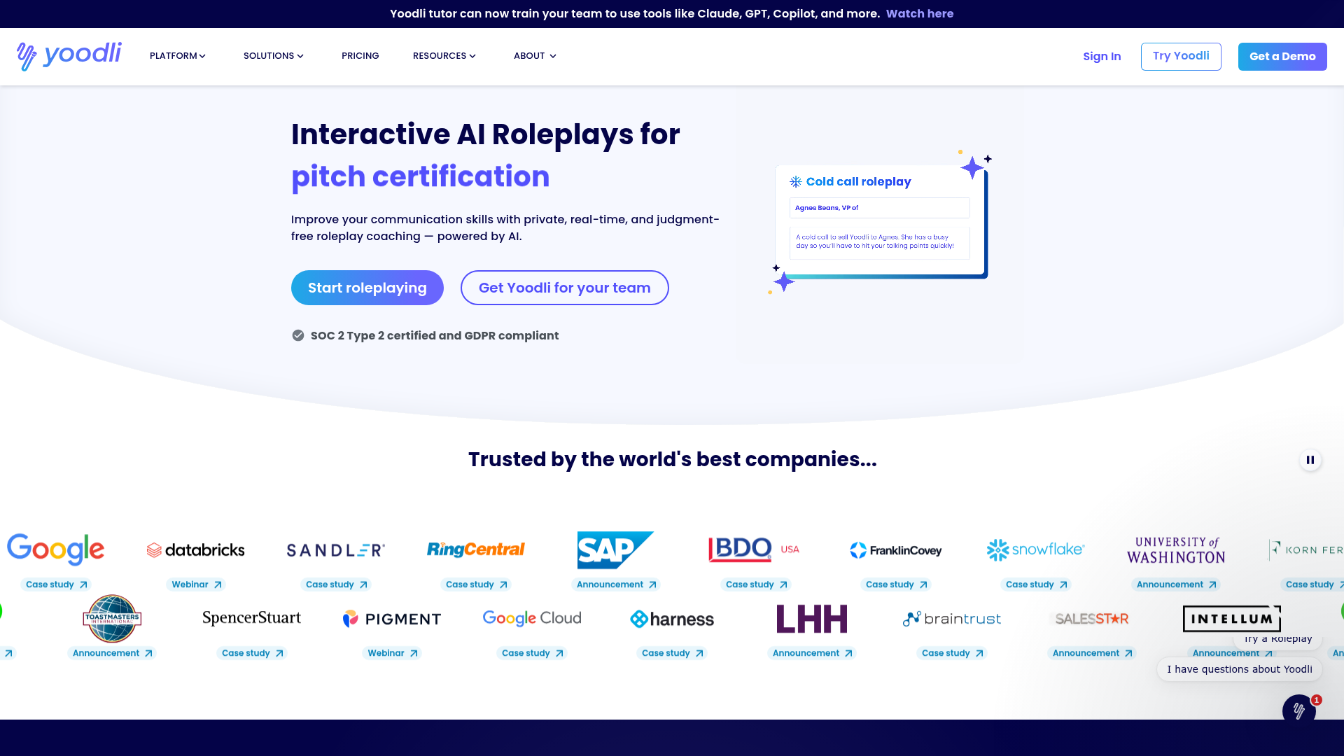 Yoodli product screenshot