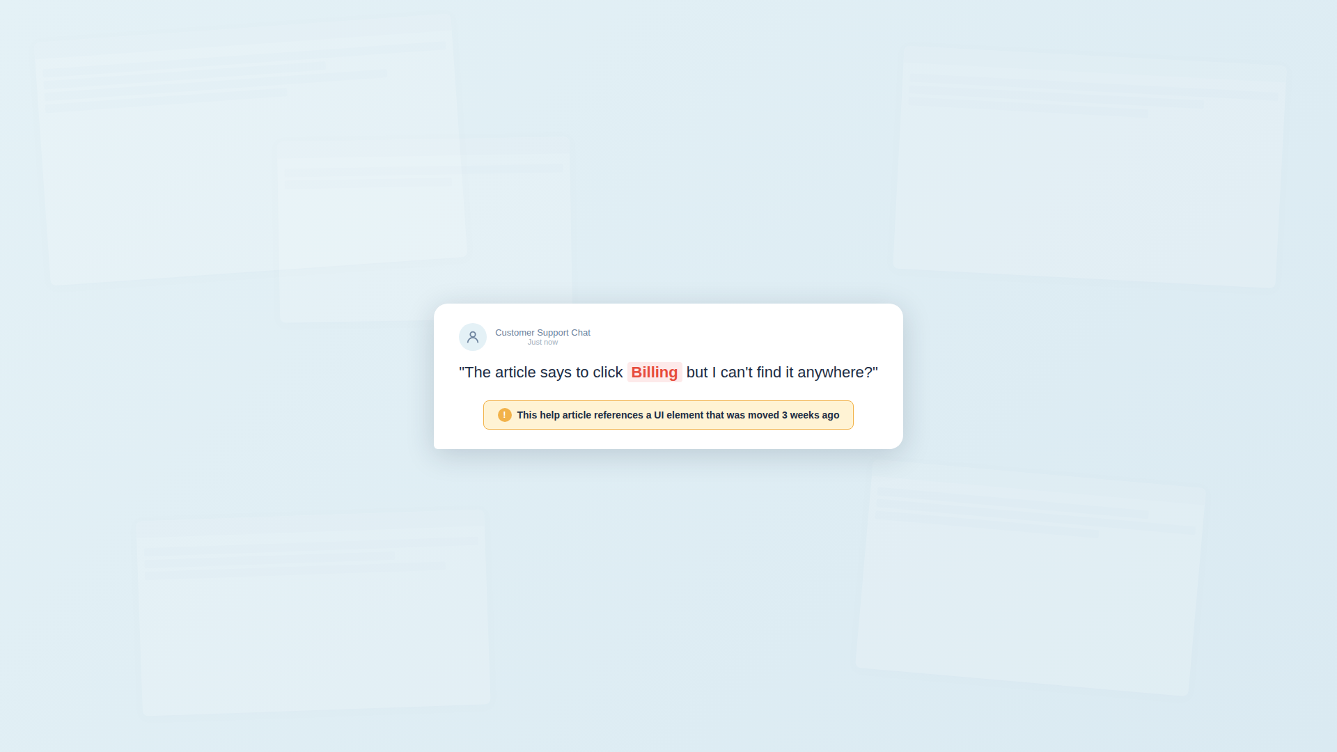 Customer support chat showing a stale help article
